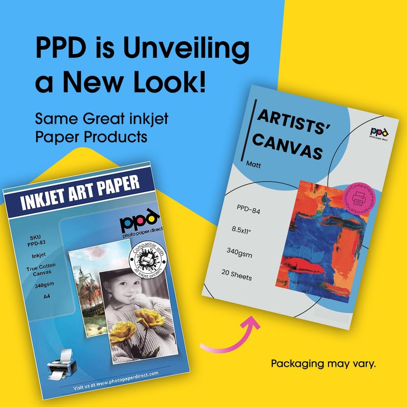 PPD Printable Fabric Sheets, Canvas Paper for Inkjet Printer, 8.5 x 11" Photo Fabric Printer Sheets, Print On 100% Real Cotton, Matte Finish, No Watermark, 340 gsm 125 lbs (20 Sheets) - Image 2